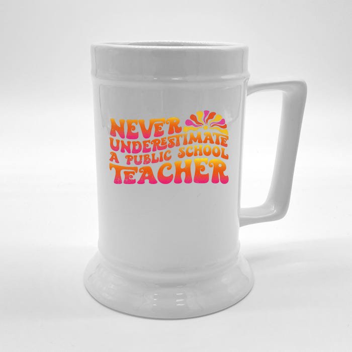 Never Underestimate A Public School Teacher Front & Back Beer Stein