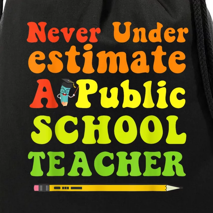 Never Underestimate A Public School Teacher Back To School Tim Walz Drawstring Bag