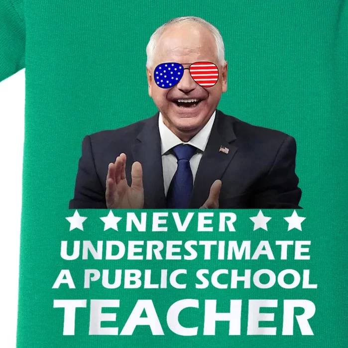 Never Underestimate A Public School Teacher Walz Harris 2024 Baby Bodysuit