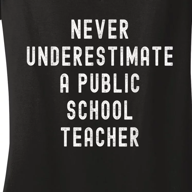 Never Underestimate A Public School Teacher Motivational Women's V-Neck T-Shirt