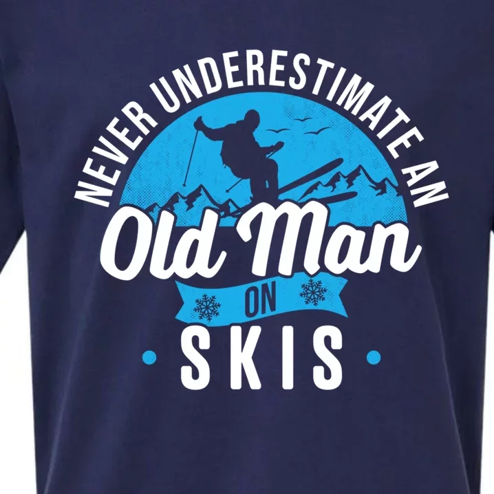 Never Underestimate An Old On Skis Funny Skiing Skier Gift Sueded Cloud Jersey T-Shirt