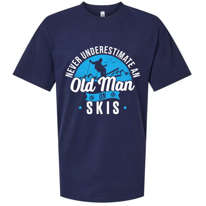 Never Underestimate An Old On Skis Funny Skiing Skier Gift Sueded Cloud Jersey T-Shirt