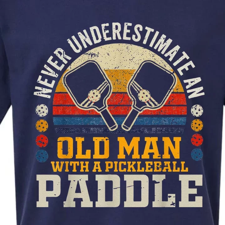 Never Underestimate An Old Man With A Pickleball Paddle Sueded Cloud Jersey T-Shirt