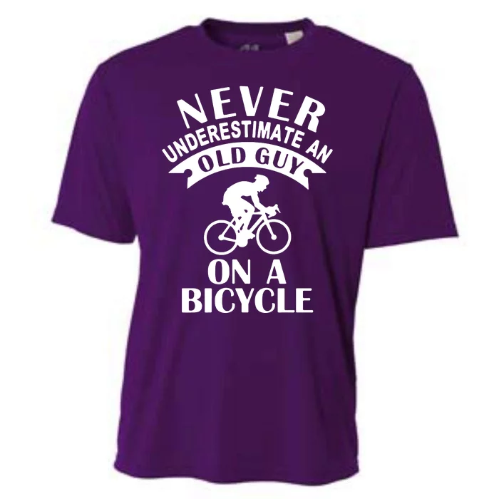 Never Underestimate An Old Guy On A Bicycle Cooling Performance Crew T-Shirt