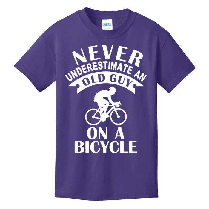 Never Underestimate An Old Guy On A Bicycle Kids T-Shirt