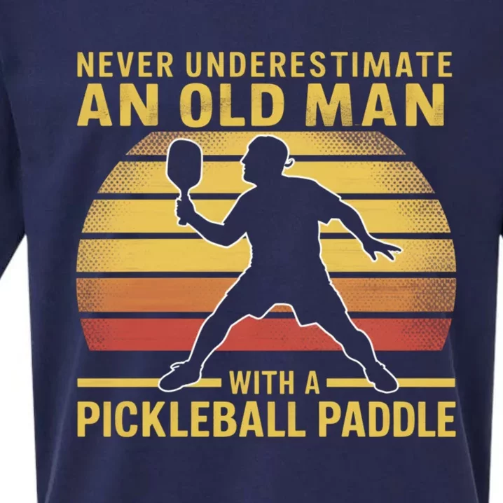 Never Underestimate An Old With A Pickleball Paddle Gift Sueded Cloud Jersey T-Shirt