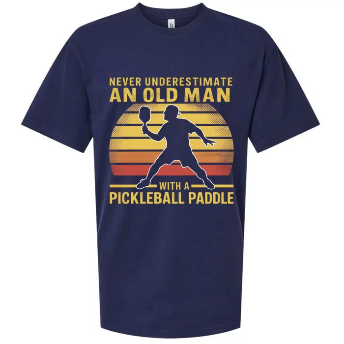 Never Underestimate An Old With A Pickleball Paddle Gift Sueded Cloud Jersey T-Shirt