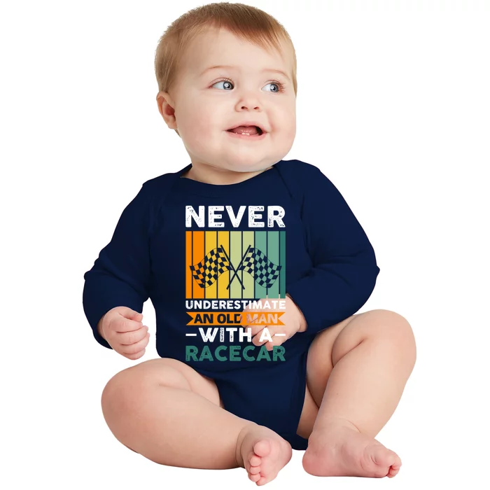 Never Underestimate An Old Racecar Gift Baby Long Sleeve Bodysuit