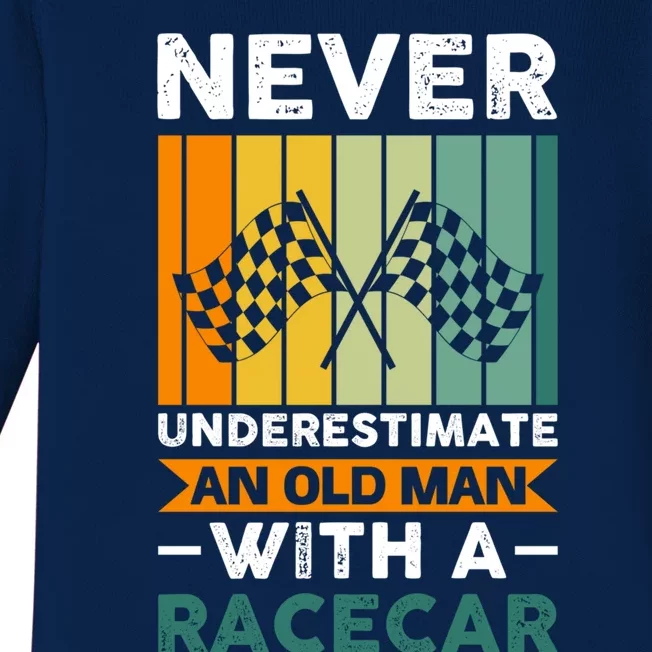 Never Underestimate An Old Racecar Gift Baby Long Sleeve Bodysuit