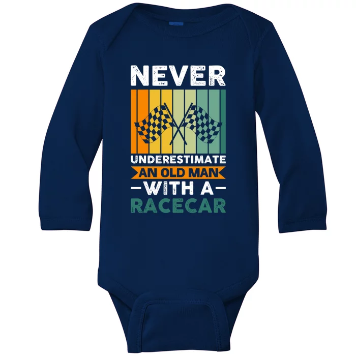 Never Underestimate An Old Racecar Gift Baby Long Sleeve Bodysuit