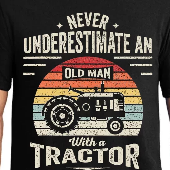 Never Underestimate An Old Man With A Tractor Pajama Set