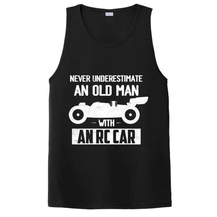 Never Underestimate An Old With An Rc Car Racing Gift Performance Tank