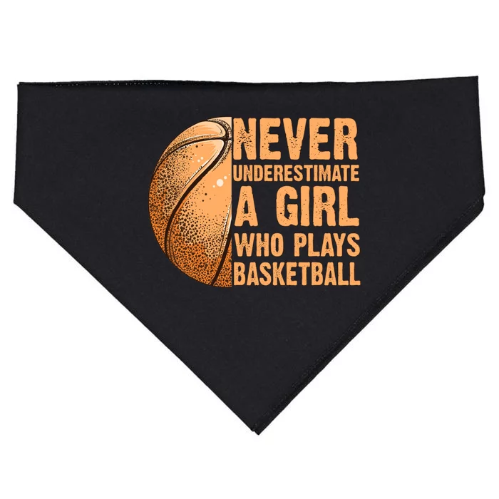 never underestimate a girl who plays basketball shirt funny USA-Made Doggie Bandana