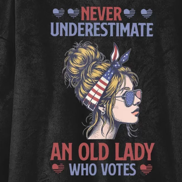 Never Underestimate An Old Lady Who Votes Feminist Hooded Wearable Blanket