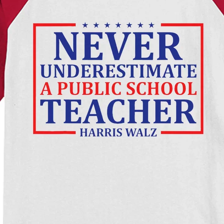 Never Underestimate A Public School Teacher Harris Waltz Kids Colorblock Raglan Jersey