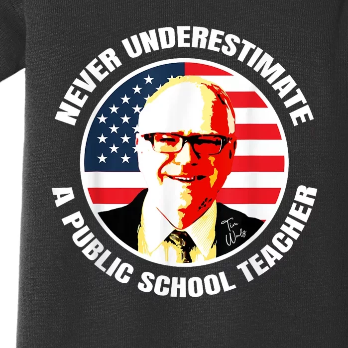 Never Underestimate A Publicschool Teacher Tim Walz Speech Baby Bodysuit