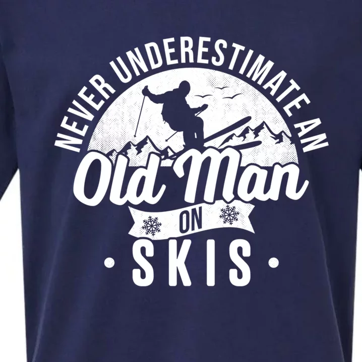 Never Underestimate An Old On Skis Skier Retiret Ski Great Gift Sueded Cloud Jersey T-Shirt