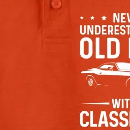 Never Underestimate An Old With A Classic Muscle Car Gift Dry Zone Grid Performance Polo