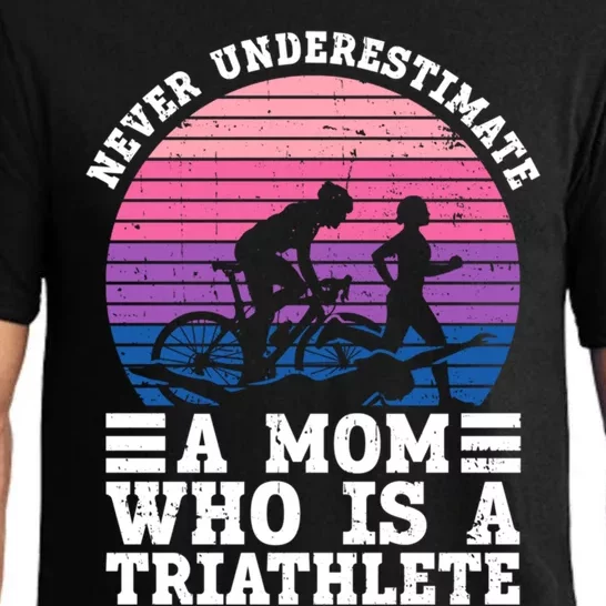 Never Underestimate A Mom Who Is A Triathlete Cool Gift Triathlon Gift Pajama Set