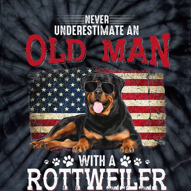 Never Underestimate An Old Man With A Rottweiler Costume Tie-Dye T-Shirt