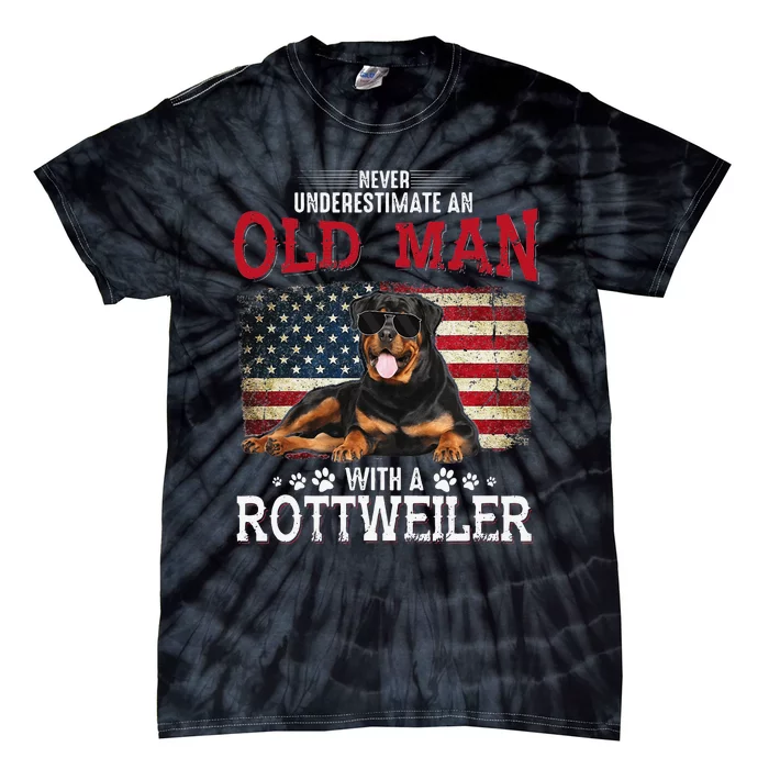 Never Underestimate An Old Man With A Rottweiler Costume Tie-Dye T-Shirt