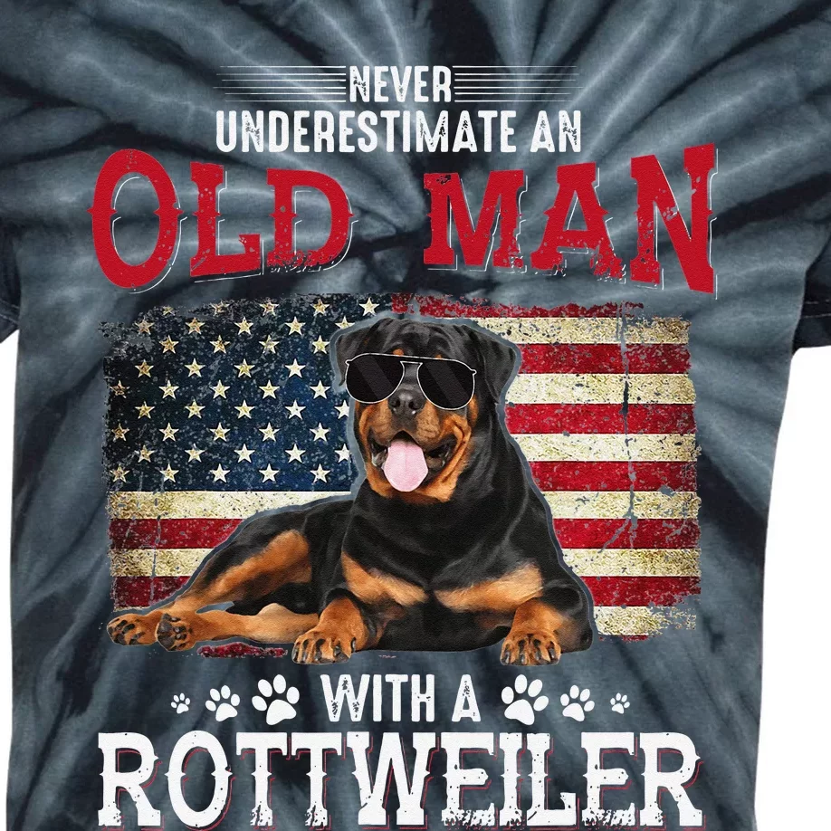 Never Underestimate An Old Man With A Rottweiler Costume Kids Tie-Dye T-Shirt