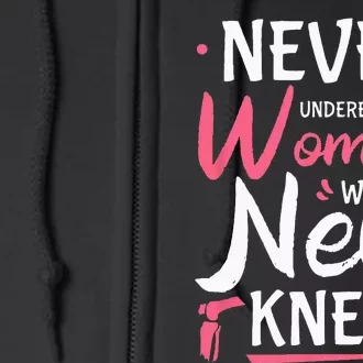 Never Underestimate A Women New Knee Replacement Surgery Full Zip Hoodie