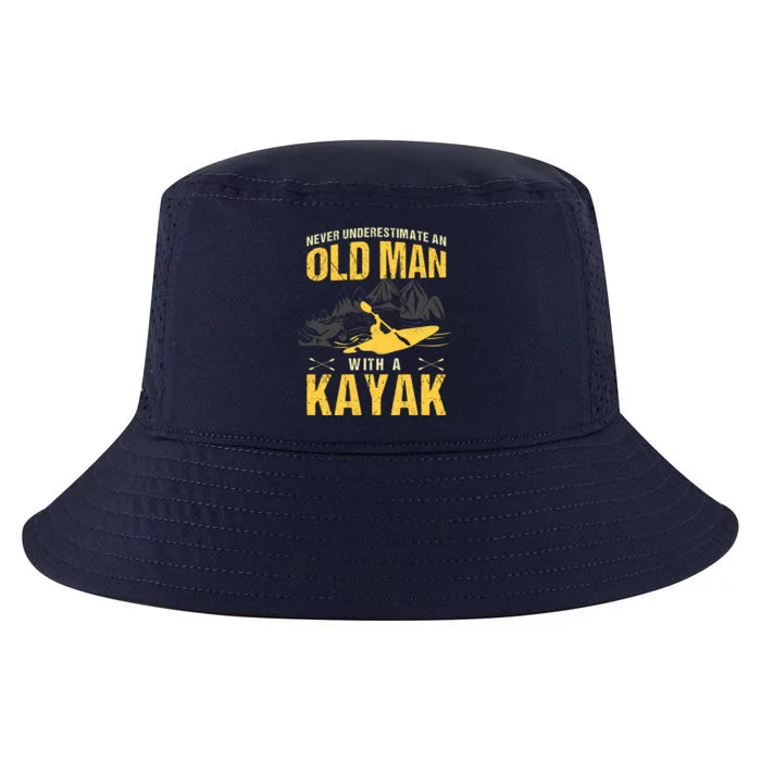 Never Underestimate An Old Man With A Kayak Cool Comfort Performance Bucket Hat