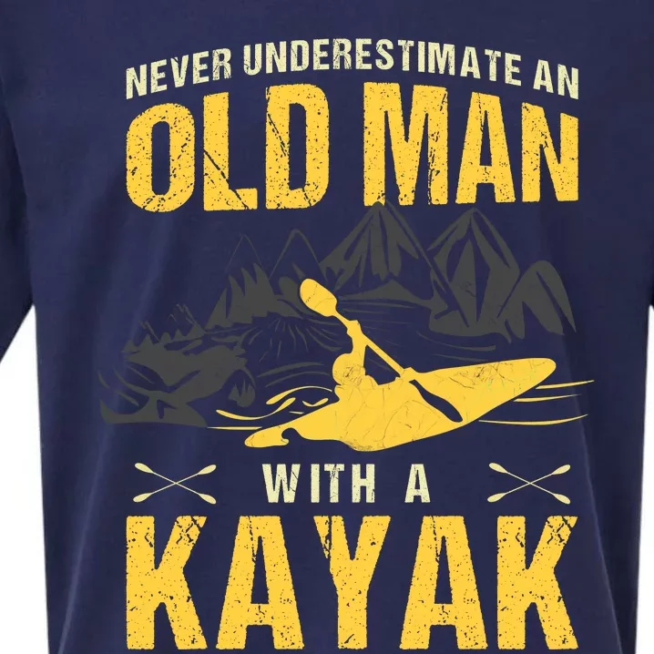 Never Underestimate An Old Man With A Kayak Sueded Cloud Jersey T-Shirt