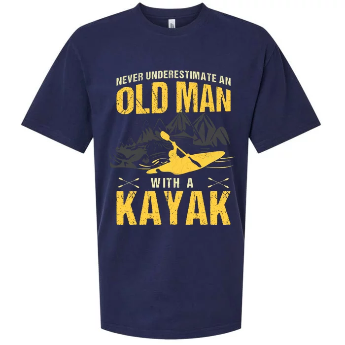 Never Underestimate An Old Man With A Kayak Sueded Cloud Jersey T-Shirt