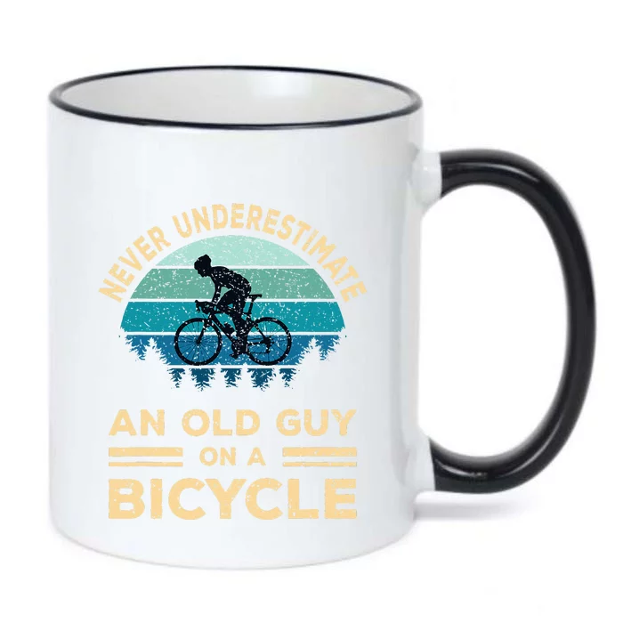 Never Underestimate An Old Guy On A Bicycle Funny Cycling Black Color Changing Mug