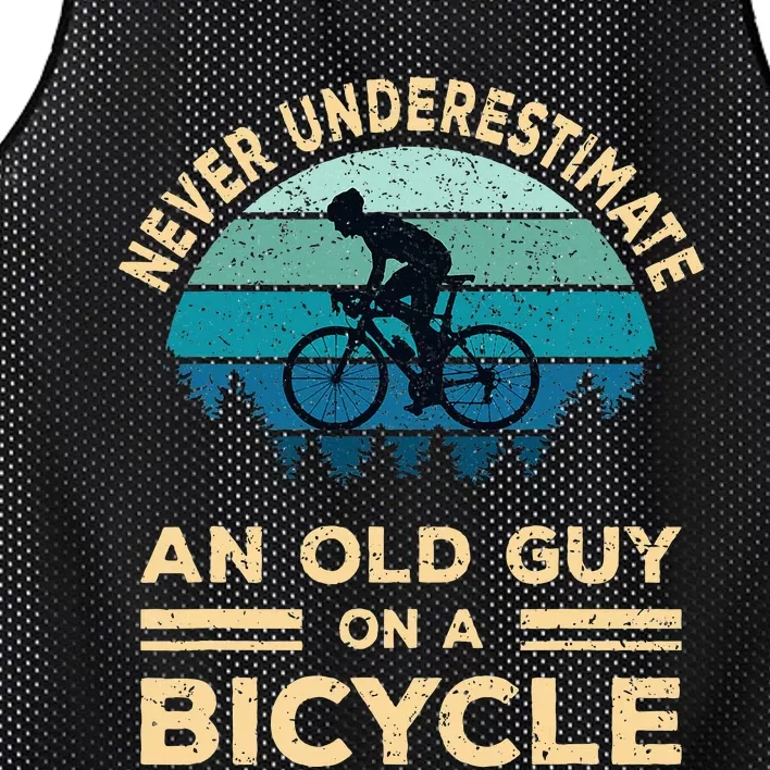 Never Underestimate An Old Guy On A Bicycle Funny Cycling Mesh Reversible Basketball Jersey Tank