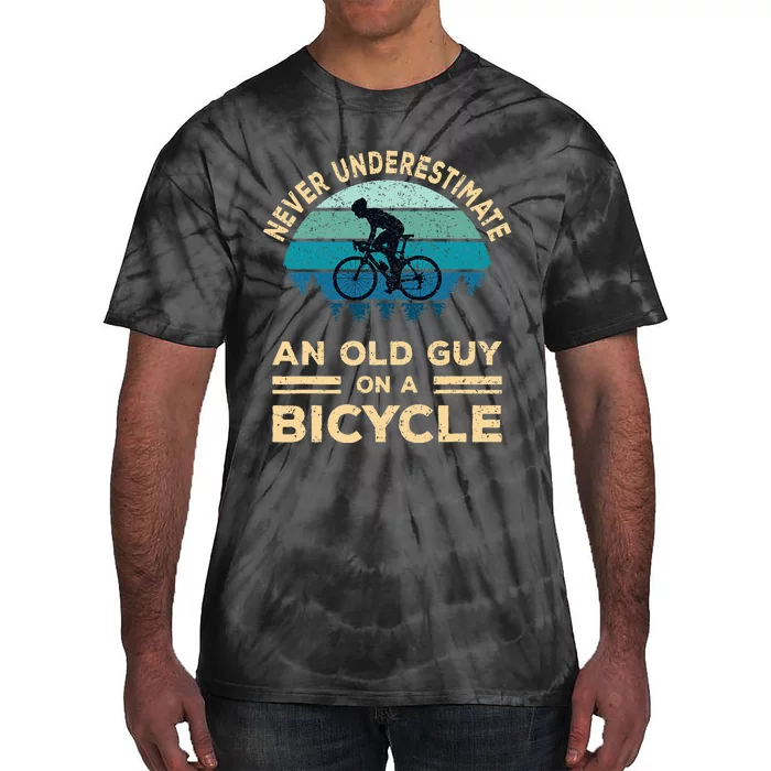 Never Underestimate An Old Guy On A Bicycle Funny Cycling Tie-Dye T-Shirt