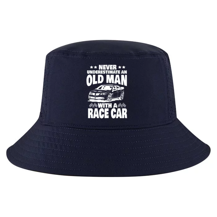 Never Underestimate An Old With A Race Car Dad Gift Cool Comfort Performance Bucket Hat