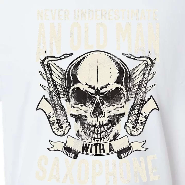 Never Underestimate An Old Man With A Saxophone Music Lover Sueded Cloud Jersey T-Shirt