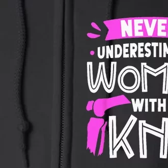 Never Underestimate A Women New Knee Replacement Surgery Full Zip Hoodie