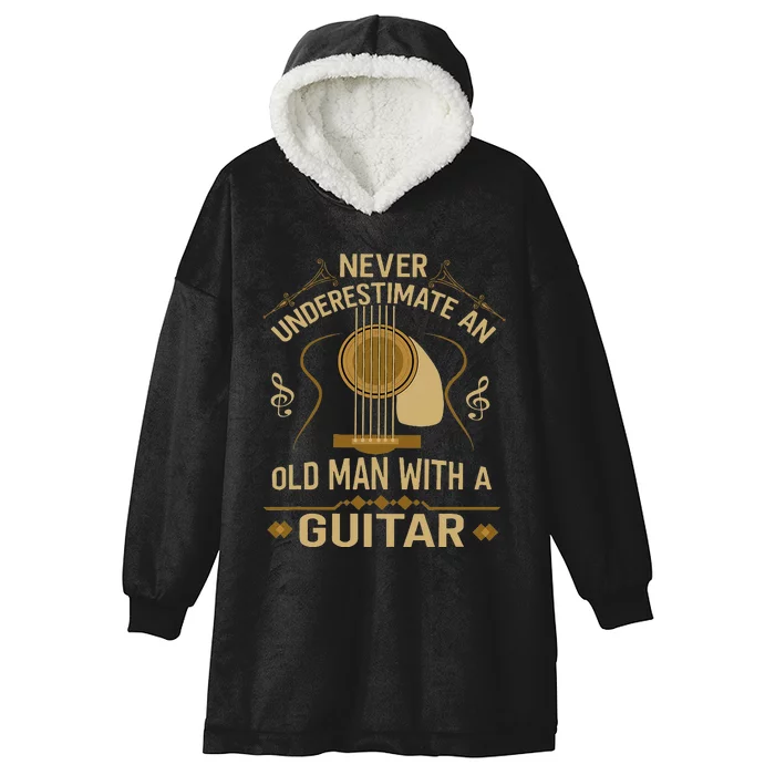 Never Underestimate An Old Man With A Guitar Acoustic Player Hooded Wearable Blanket