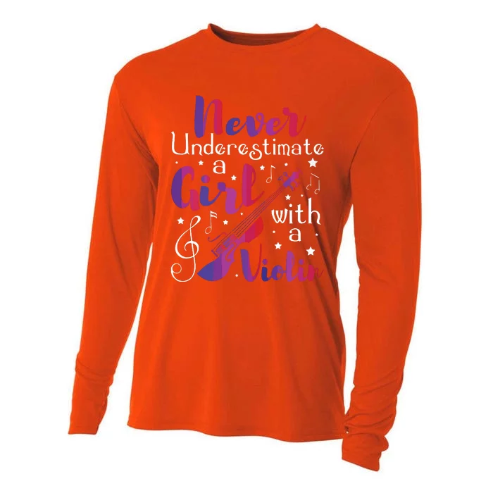 Never Underestimate A Girl With A Violin Violinist Cooling Performance Long Sleeve Crew