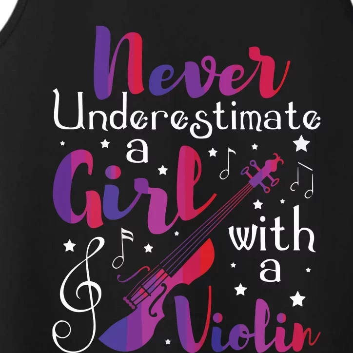 Never Underestimate A Girl With A Violin Violinist Performance Tank