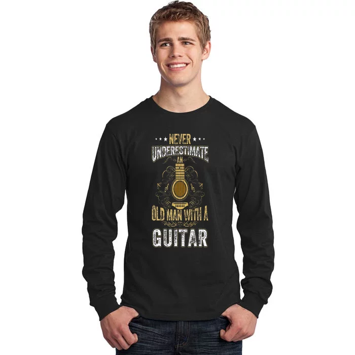 Never Underestimate An Old Man With A Guitar Acoustic Player Tall Long Sleeve T-Shirt