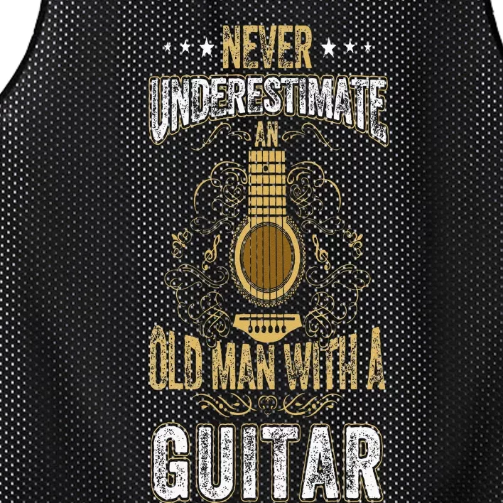 Never Underestimate An Old Man With A Guitar Acoustic Player Mesh Reversible Basketball Jersey Tank