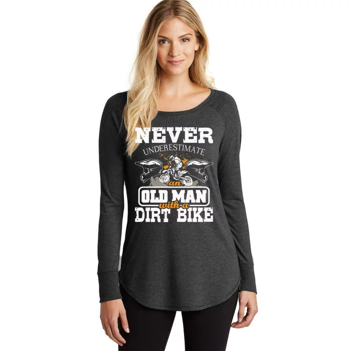 Never Underestimate An Old Man With A Dirt Bike Motocross Women's Perfect Tri Tunic Long Sleeve Shirt