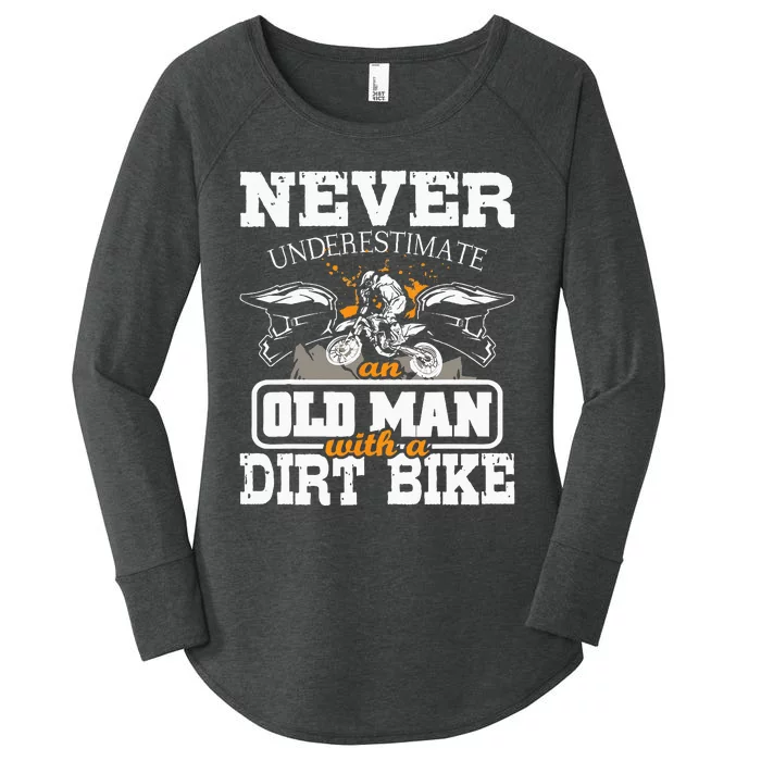 Never Underestimate An Old Man With A Dirt Bike Motocross Women's Perfect Tri Tunic Long Sleeve Shirt