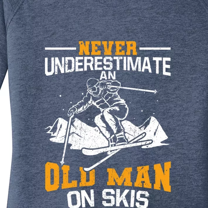 Never Underestimate An Old On Skis Gift Women's Perfect Tri Tunic Long Sleeve Shirt