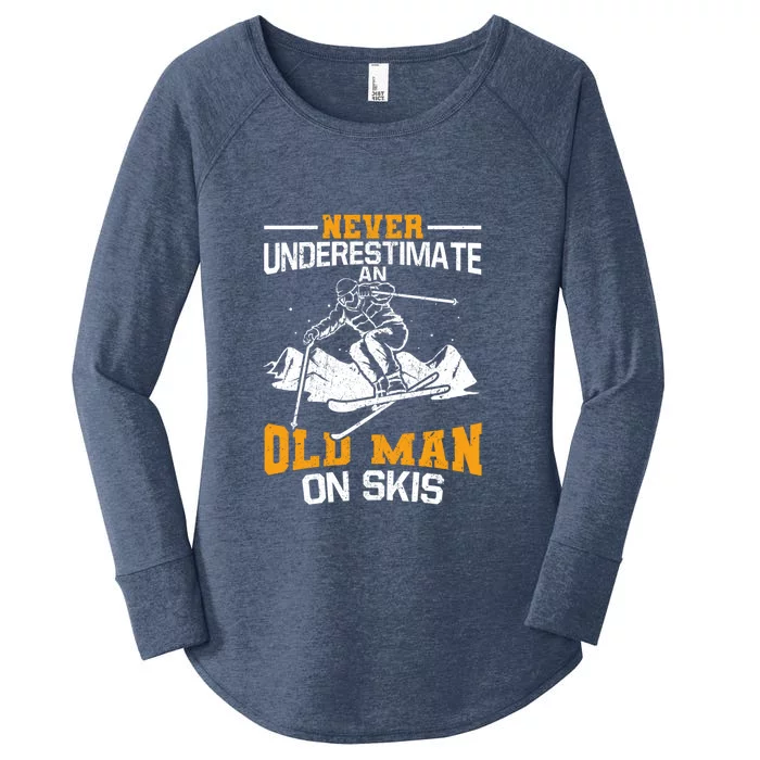 Never Underestimate An Old On Skis Gift Women's Perfect Tri Tunic Long Sleeve Shirt