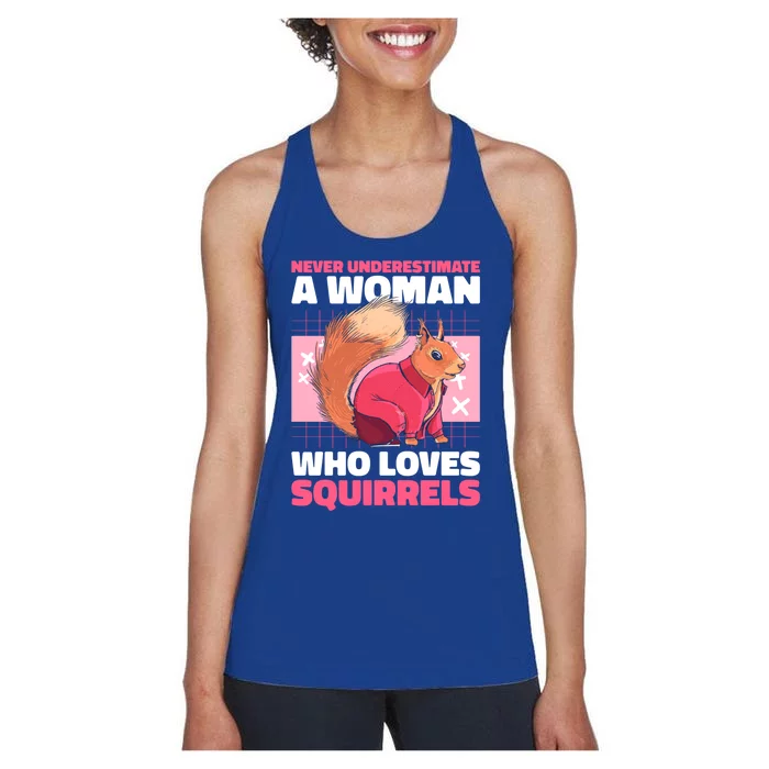 Never Underestimate A Who Loves Squirrels Gift Women's Racerback Tank