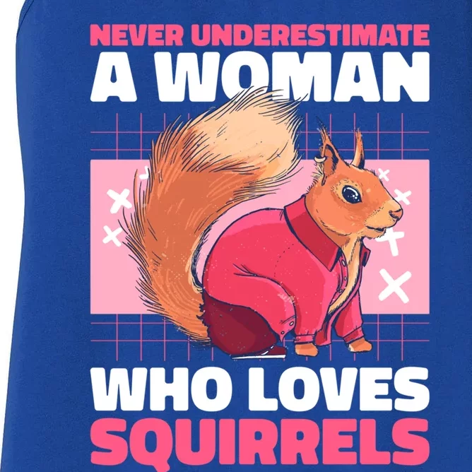 Never Underestimate A Who Loves Squirrels Gift Women's Racerback Tank