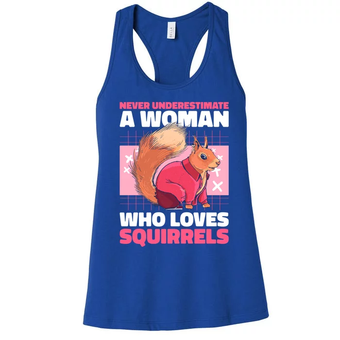 Never Underestimate A Who Loves Squirrels Gift Women's Racerback Tank