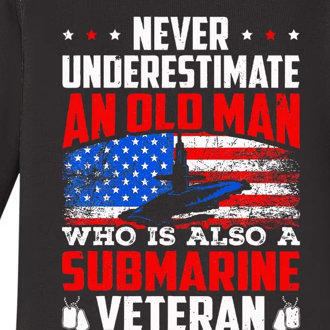 Never Underestimate An Old Submarine Veteran Grandpa Baby Long Sleeve Bodysuit