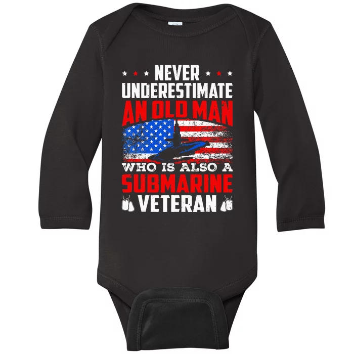 Never Underestimate An Old Submarine Veteran Grandpa Baby Long Sleeve Bodysuit